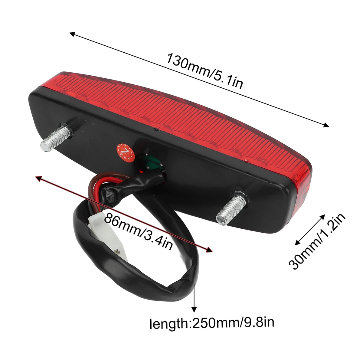 LED Rear Tail Brake Light 3PIN Waterproof for 50–125cc ATV Quad ATV Brake Light Qst
