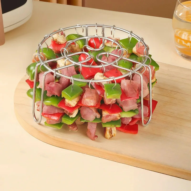 Stainless Steel Vertical Grill Rack & Detachable BBQ Skewer BBQ Skewer Rack Qme