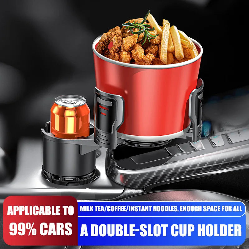 Adjustable Dual-Size Car Water Bottle Holder with Lock Car Cup Holder Qme