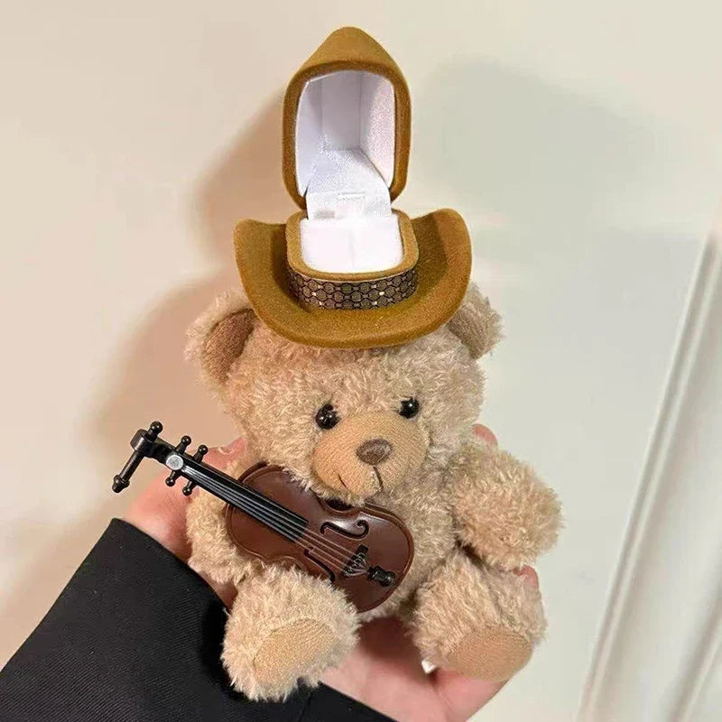 Cute Bear Doll Ring Box – Cartoon Jewelry Gift Display Jewelry Gift Box Qme