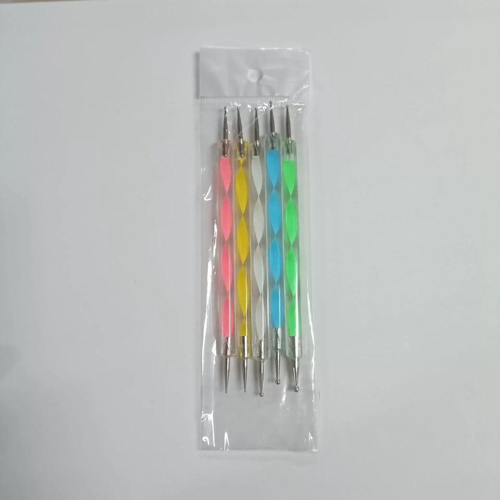 Nail Art Dotting Pen & Spiral Hook Marbleizing DIY Tool Nail Art Tool Qme 5PCS Mixed