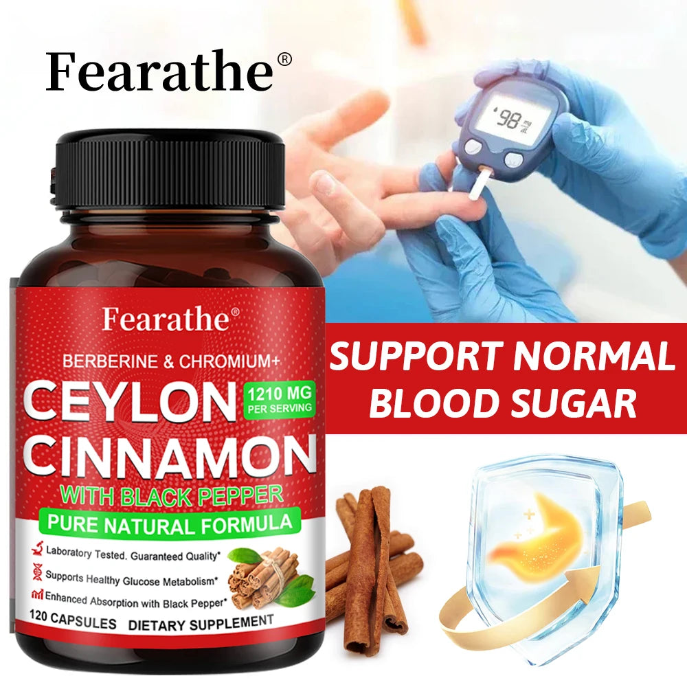 Berberine & Ceylon Cinnamon 1200mg Capsules – 120 Count Herbal Supplement Qst