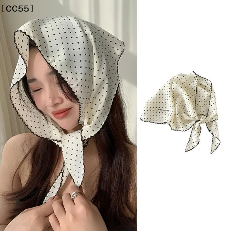 Polka Dot Headband Women's Thin Turban Triangular Hairband Scarf Women's Headband Qst