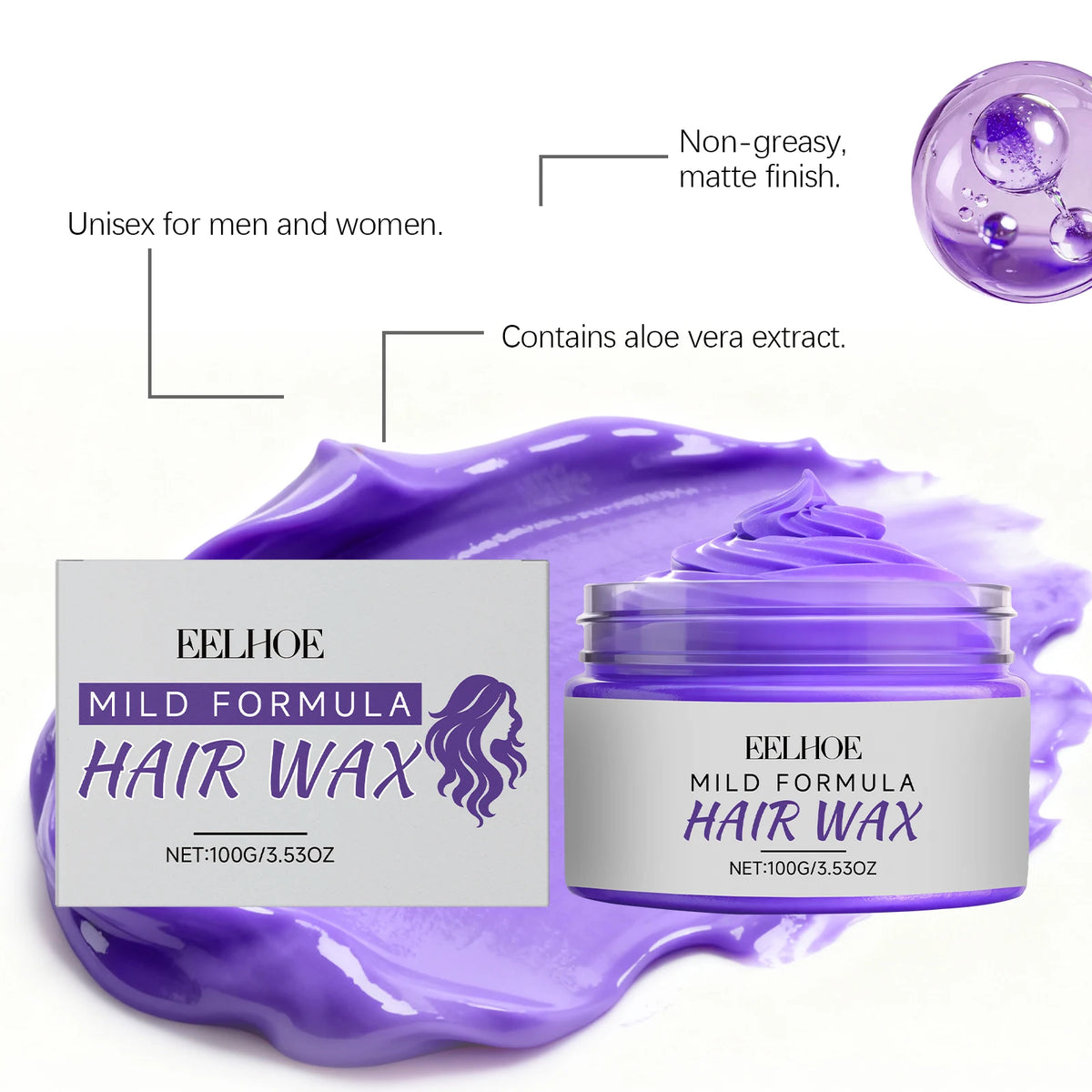 Purple Temporary Hair Color Cream – Matte Pomade for Men & Women Hair Color Pomade Qst