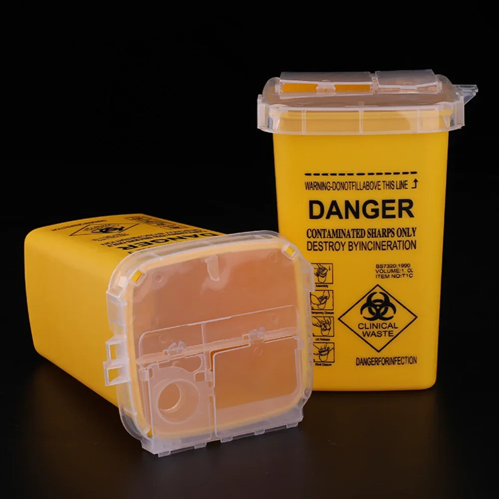 1L Sharps Container – Biohazard Needle Disposal Bin for Tattoo Sharps Disposal Container Qme