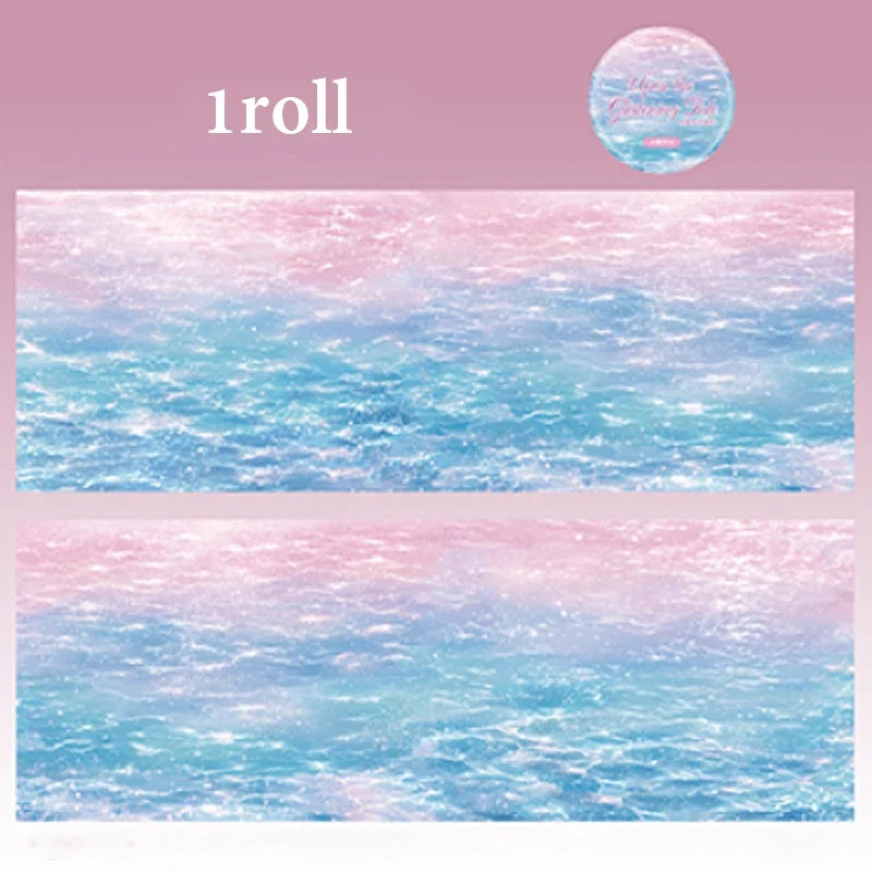 Water Wave Washi Tape | Ocean Sparkle Junk Journal Roll Decorative Washi Tape Qme B