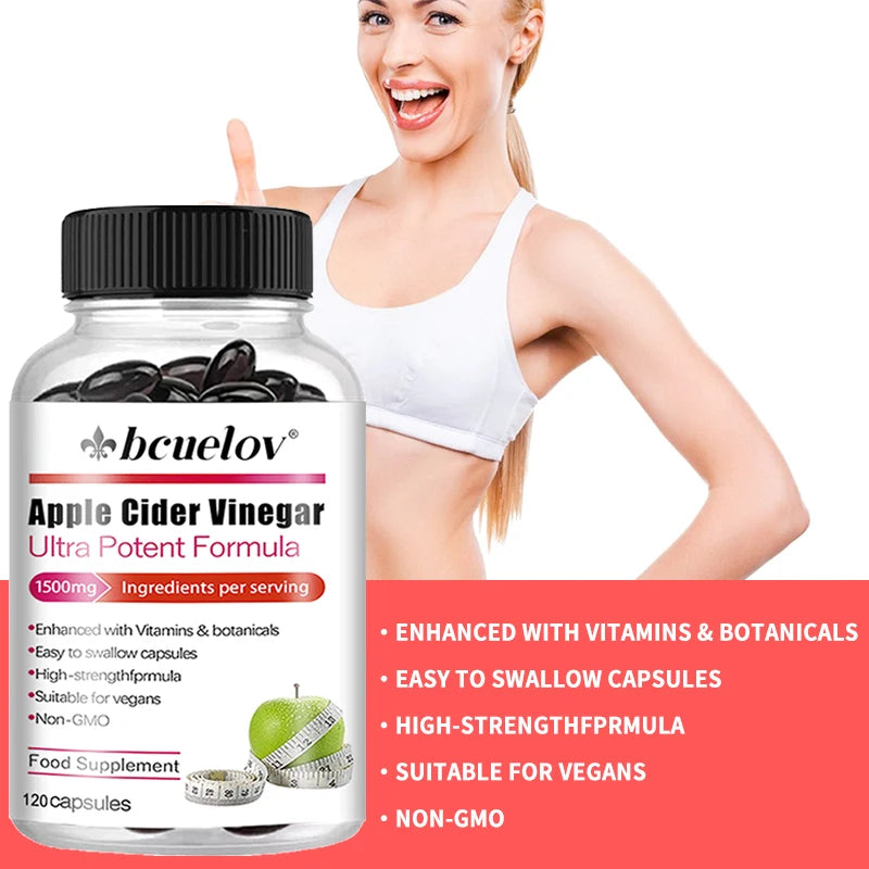 Apple Cider Vinegar 1500mg Capsules – Metabolism & Digestive Support Dietary Supplement Qst