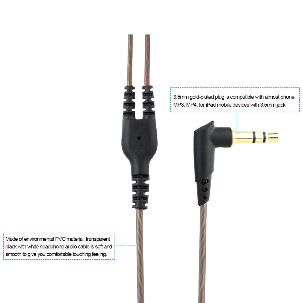 MMCX Replacement Audio Cable 3.5mm for Shure SE215 SE535 Earphone Replacement Cable Qst