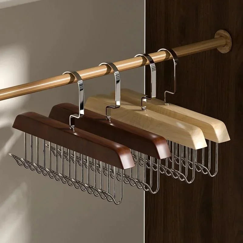 Retro Solid Wood Hanger 8 Hooks – Belt, Tie & Bra Organizer Closet Hook Rack Qme