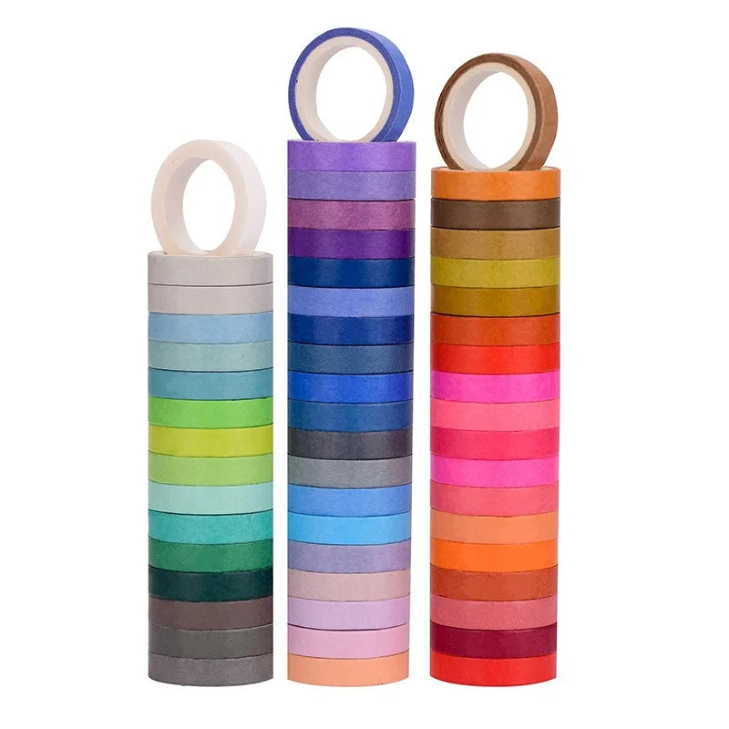 Rainbow Skinny Washi Tape Set for Scrapbooking & Journaling Decorative Washi Tape Qme