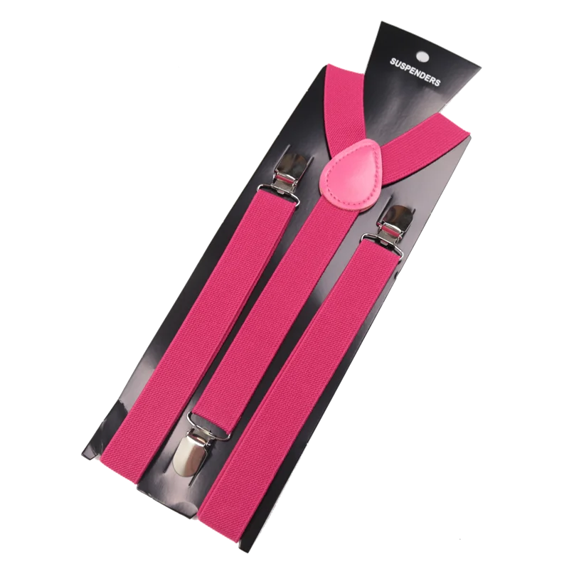 Unisex Elastic Leather Suspenders Braces – 26 Colors Suspenders & Braces Qme Rose Red China Mainland