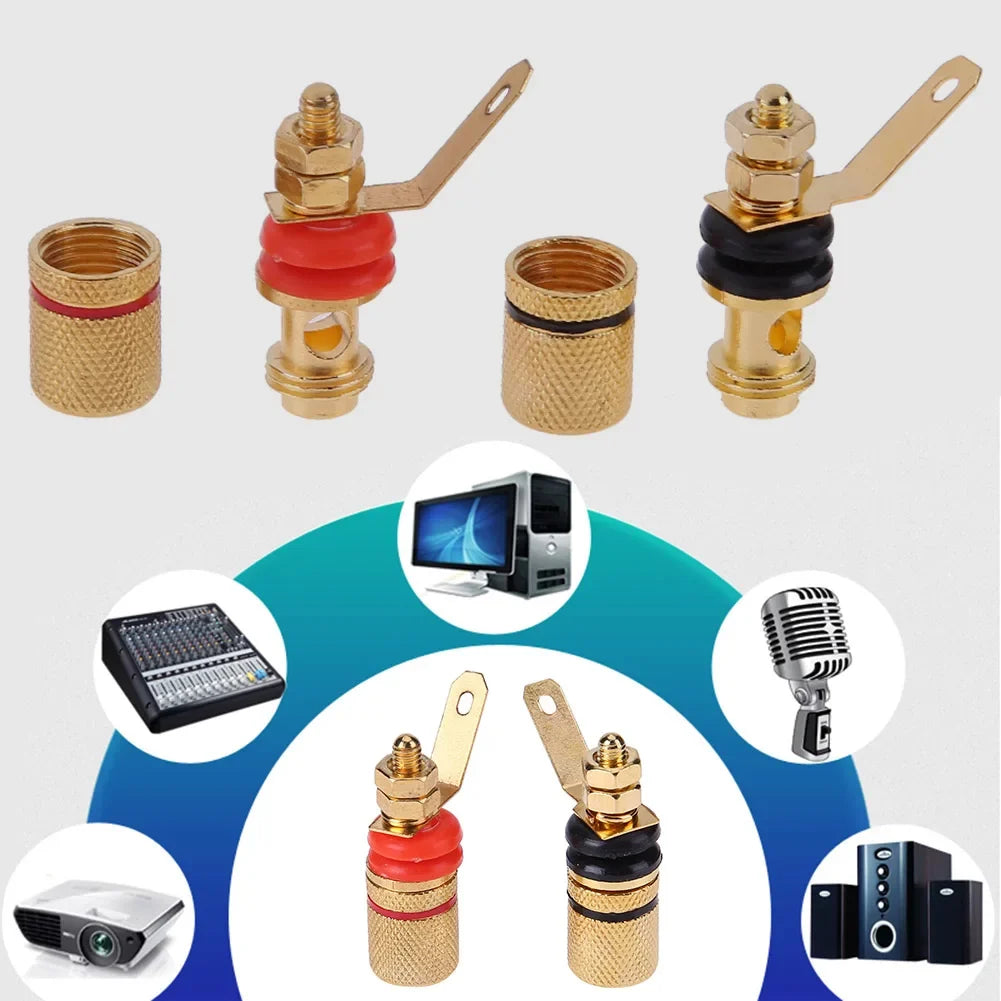 Gold Plated Speaker Binding Posts 4mm Banana Plug Terminals Speaker Terminal Connectors Qme