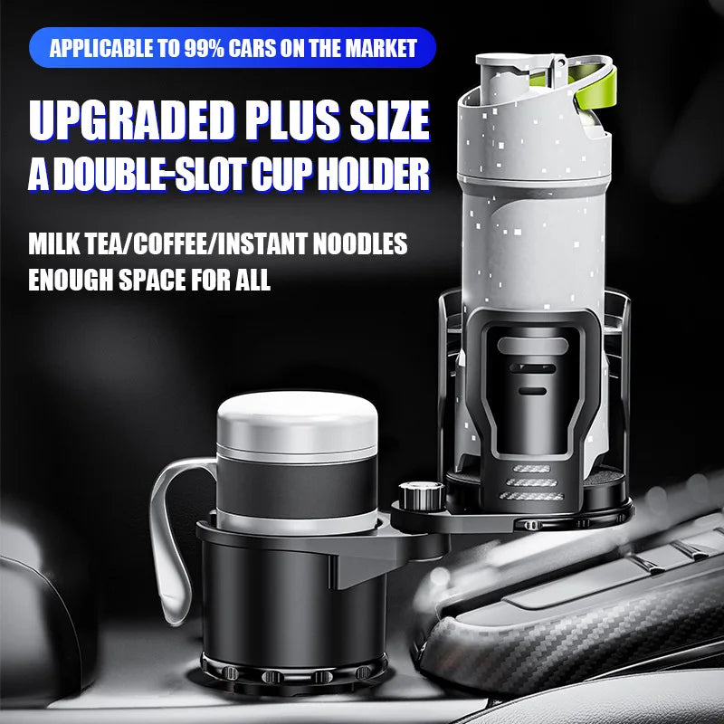 Adjustable Dual-Size Car Water Bottle Holder with Lock Car Cup Holder Qme