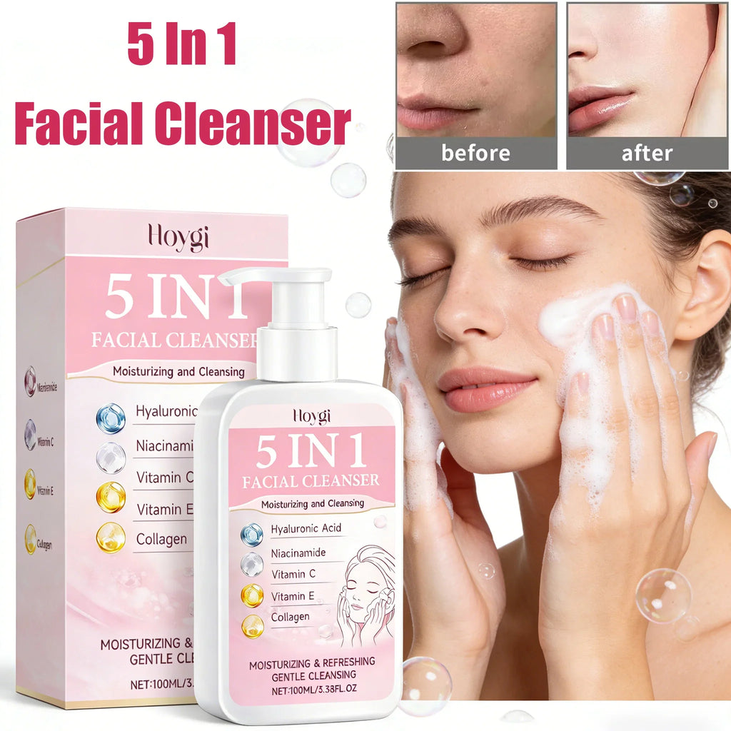 Moisturizing Facial Cleanser & Makeup Remover | Hyaluronic Acid Facial Cleanser Qme
