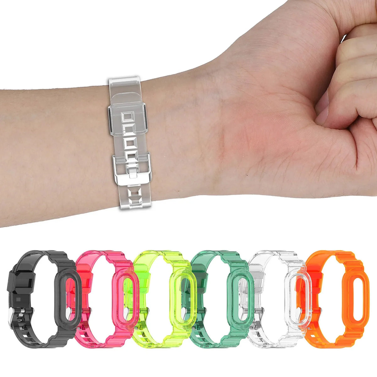 TPU Transparent Adjustable Band for Google Fitbit | 6 Colors Fitness Watch Band Qme