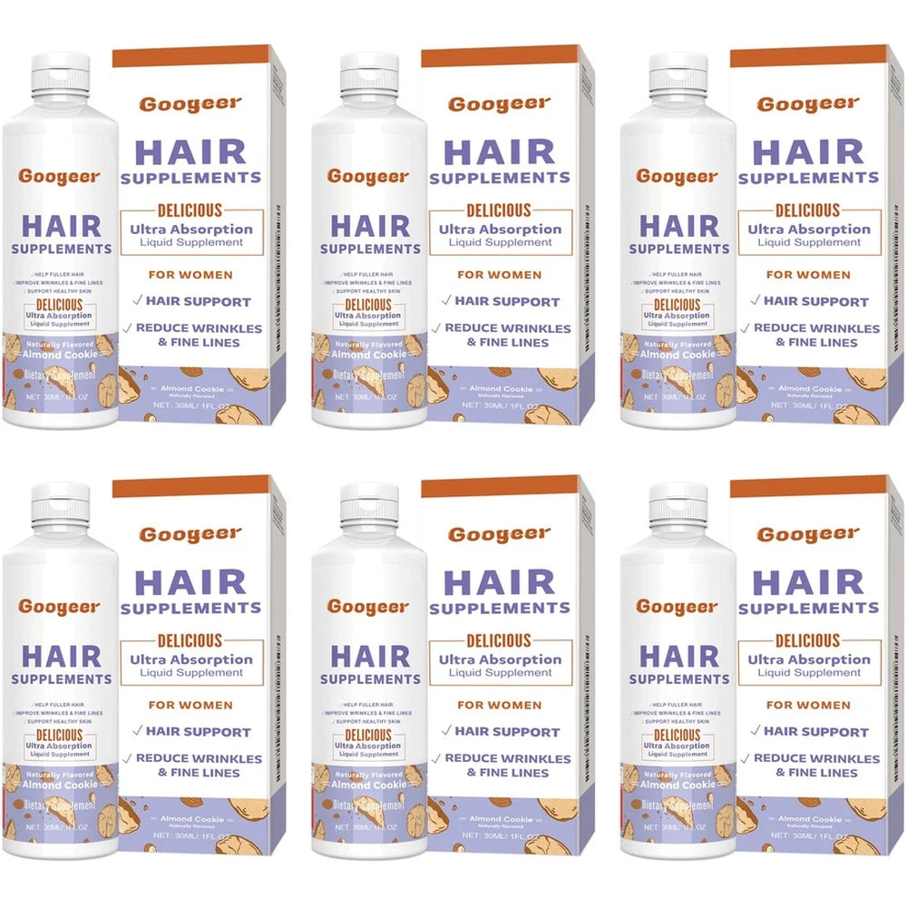 Googeer Hair Growth Liquid Supplement – Biotin, B6 & Pumpkin Seed Oil Hair Growth Supplement Qst 6 bottles