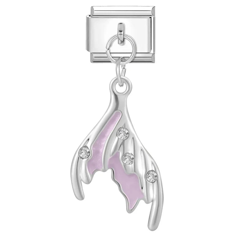 Zircon Crystal Italian Charm Link – Stainless Steel Bracelet Charm Bracelet Link Qme Style 27