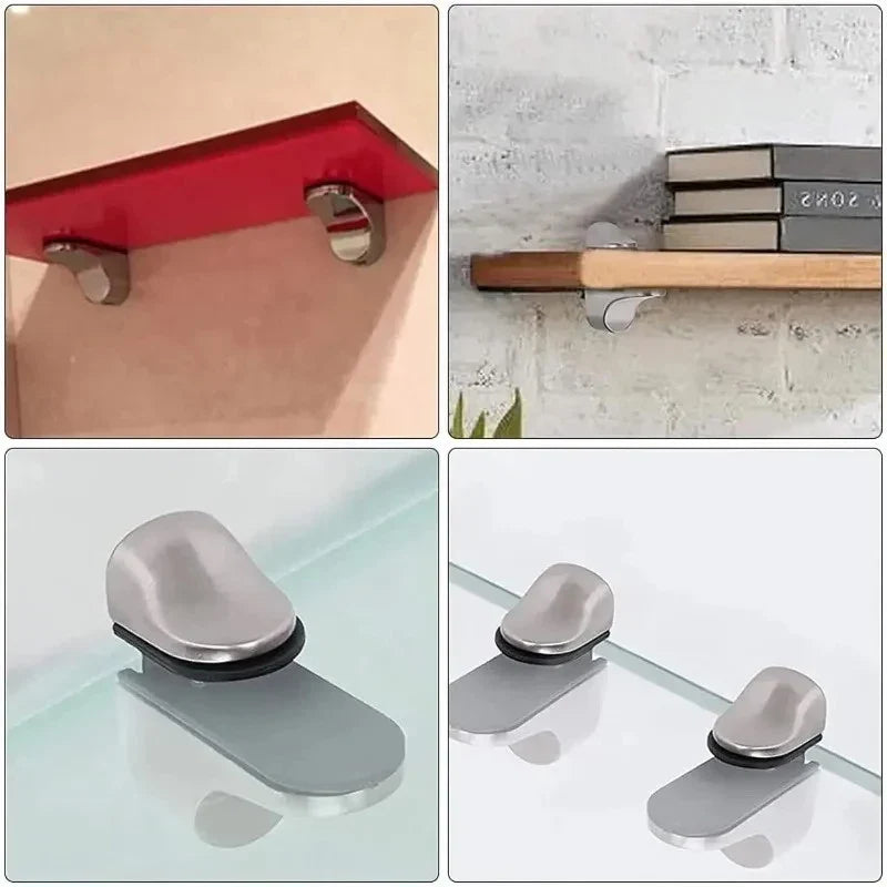 Wall Mount Floating Shelf Clip Anti-Slip Glass Partition Clamp Shelf Bracket Clamp Qme