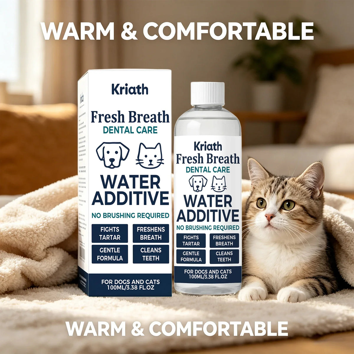 Drinkable Pet Mouthwash – Plaque & Tartar Control, Fresh Breath Pet Dental Additive Qme