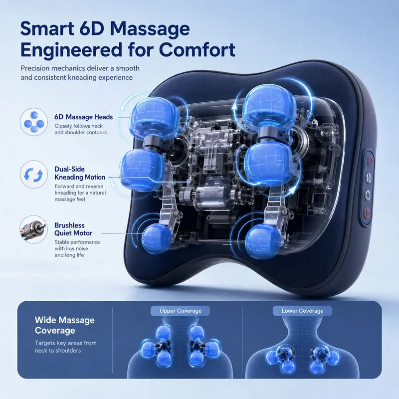 Wireless Shiatsu Massage Pillow – Neck Shoulder Back Kneading Shiatsu Massage Pillow Qst
