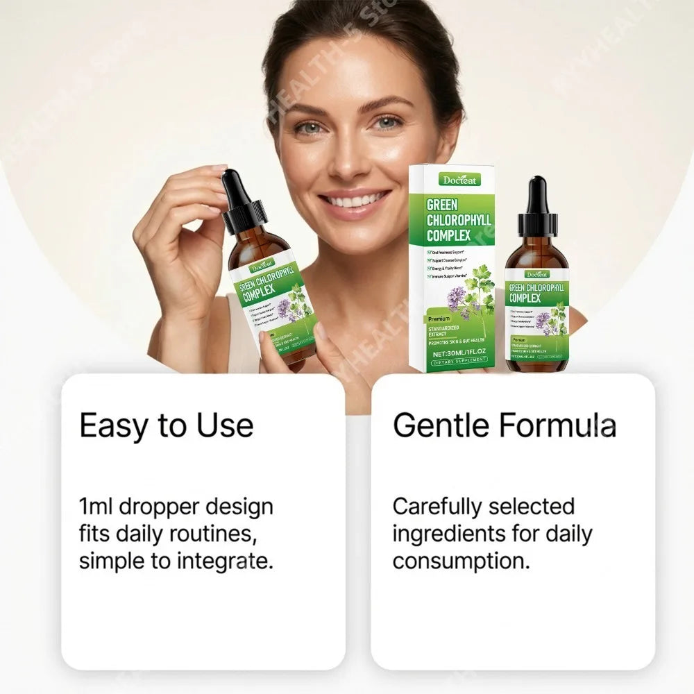 Docteat Chlorophyll Drops with Vitamin C – 30ml Liquid Liquid Supplement Drops Qst