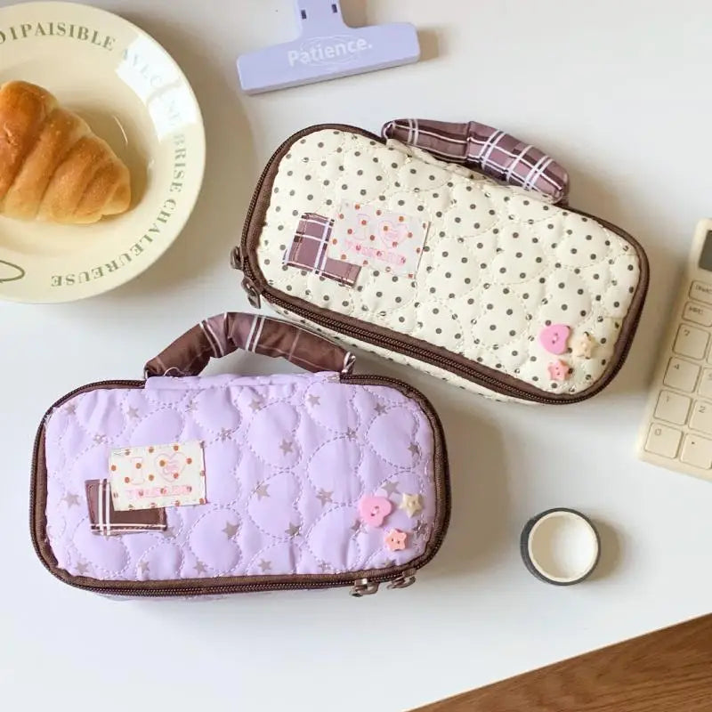 Heart Shaped Handle Pencil Case – Cute Student Pen Bag Pencil Case Qme