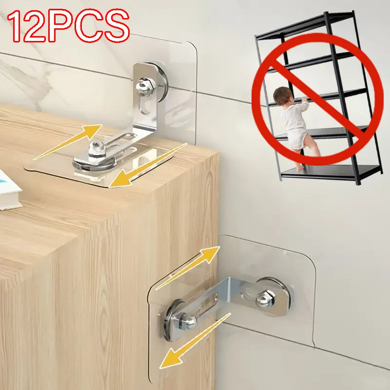 Self-Adhesive Furniture Anchors Anti-Tip Safety Straps | No Drill Furniture Safety Strap Qme