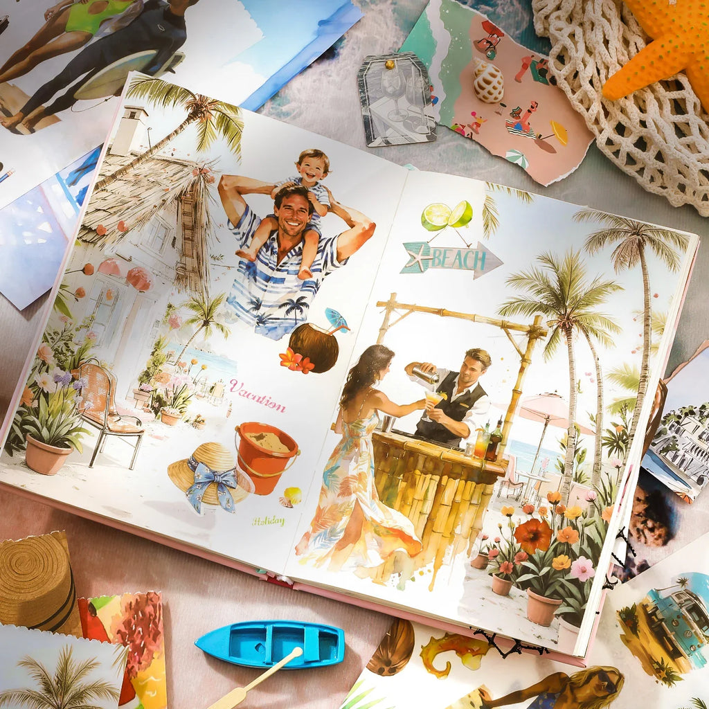 Beach Die Cut Stickers for Scrapbook & Journal | 20 Sheets Die Cut Stickers Qme