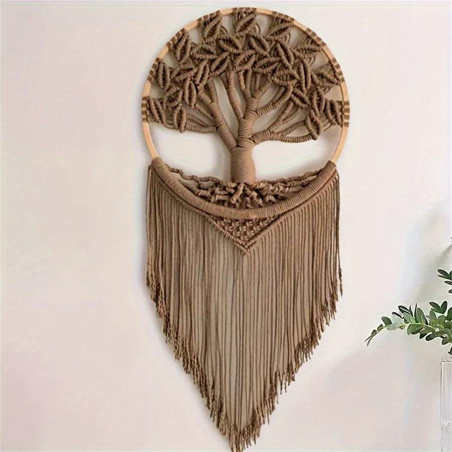 Nordic Cotton Tree of Life Woven Wall Hanging Tapestry Woven Wall Tapestry Qst
