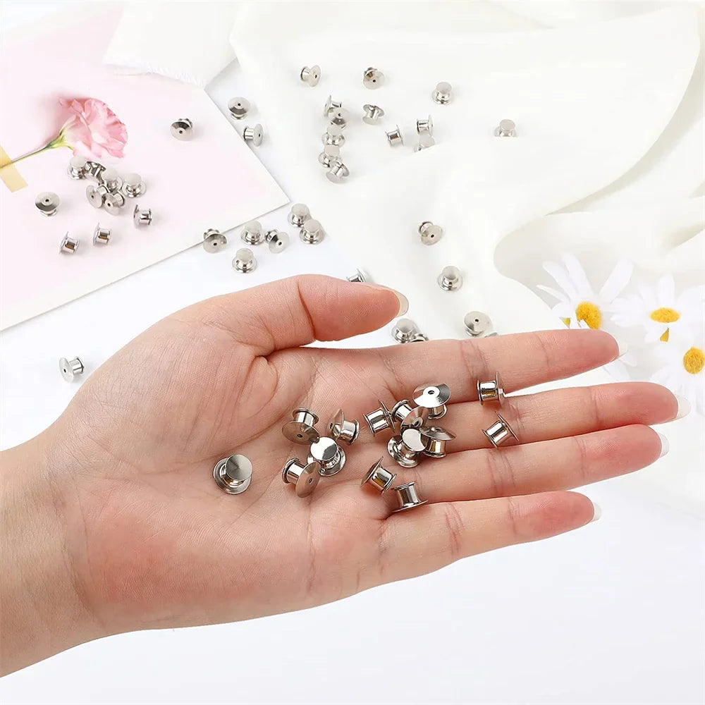 Metal Locking Pin Backs Keeper Clasp Caps for Brooches – 10/30pc Pin Keeper Clasps Qme