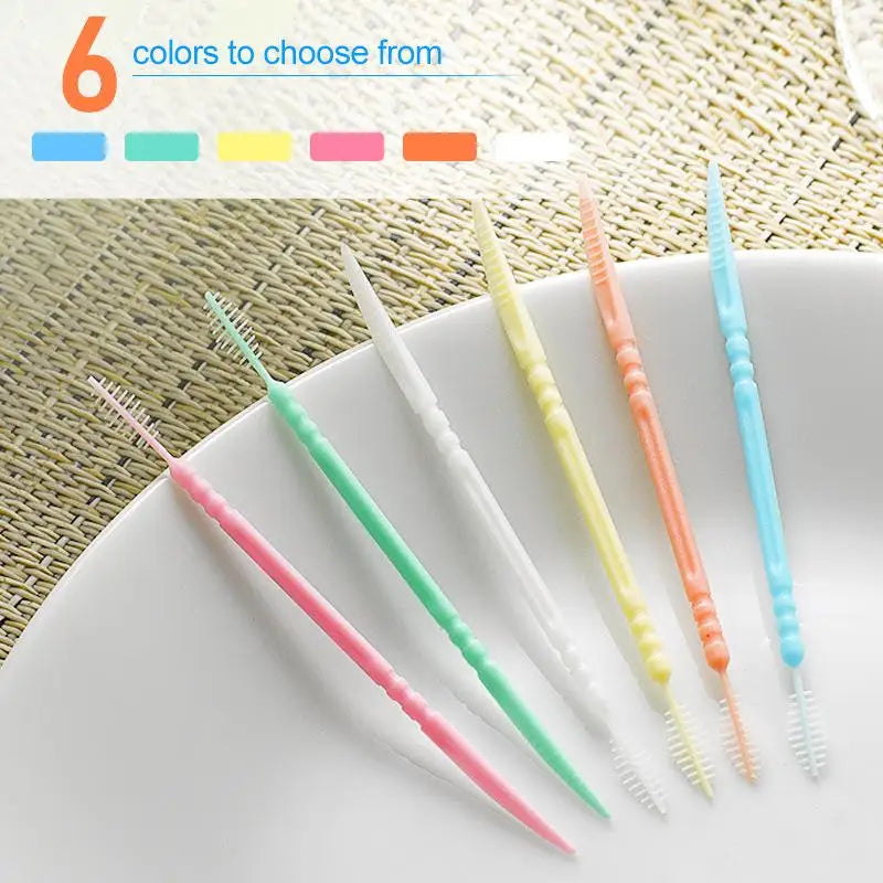Double-Ended Interdental Brush Toothpicks – 100pcs Box | Qme Interdental Brush Picks Qme