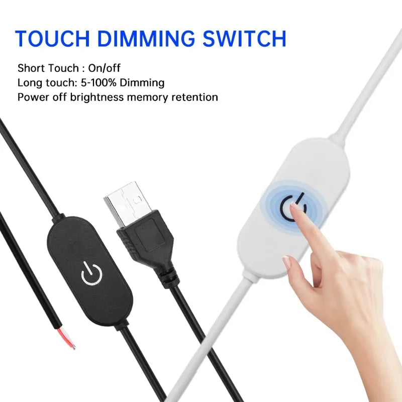 Touch Dimming LED Switch Extension Cable 1.5M 2A DC5V DC12-24V LED Dimmer Switch Cable Qme
