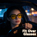 VOPHA Fit-Over Night Driving Glasses – Anti-Glare UV400 Night Driving Glasses Qst Night Vision Black
