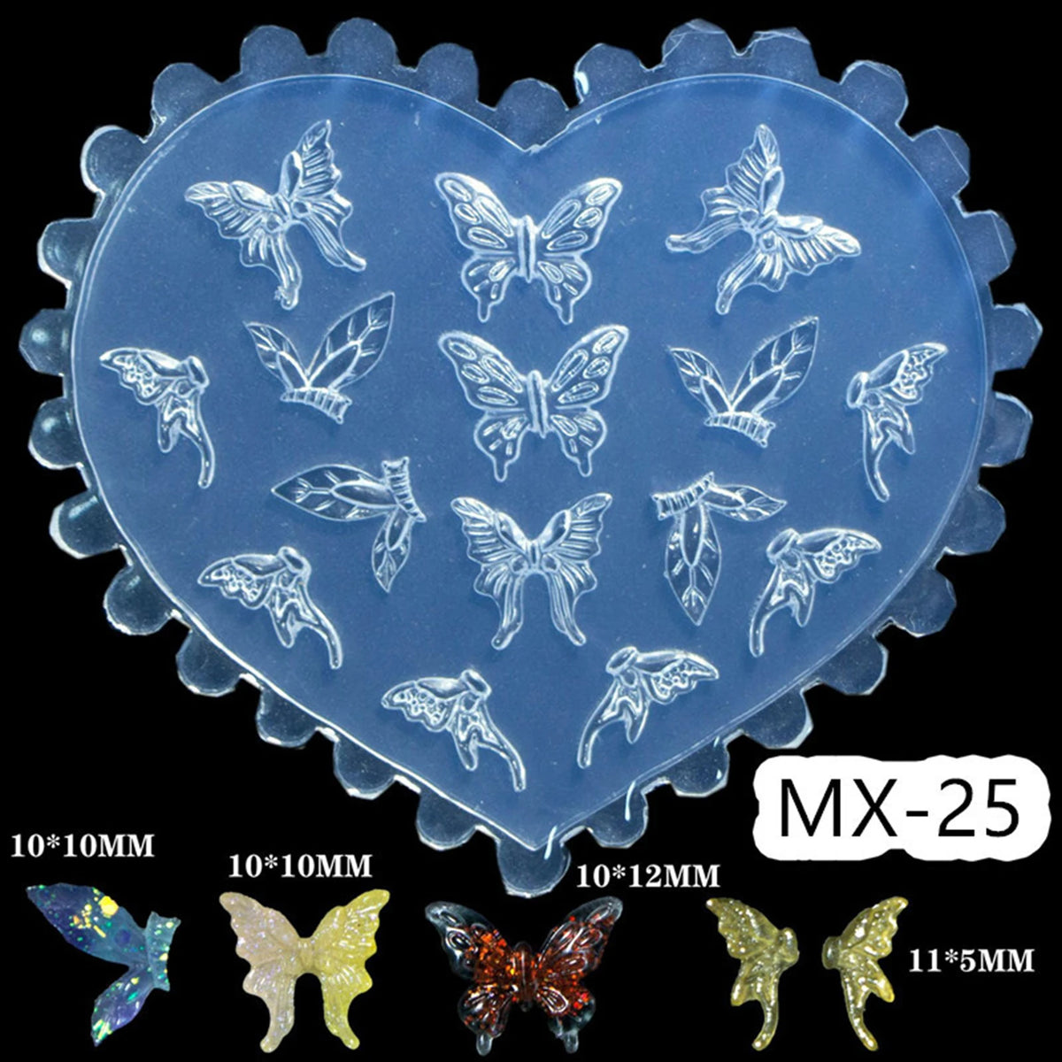 Heart Rose Butterfly Silicone Nail Art Stamping Mold – DIY Design Nail Art Mold Qst MX-25