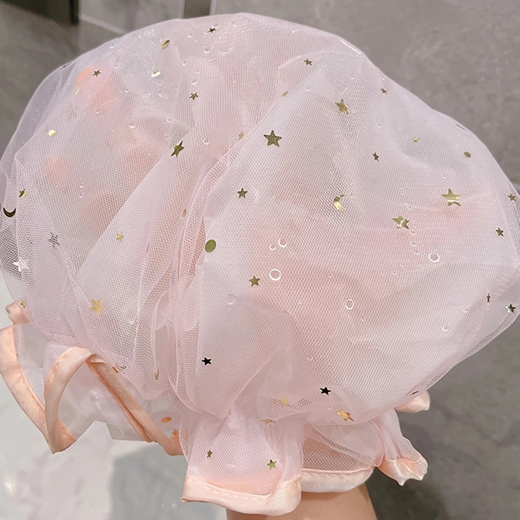 Waterproof Double-Layer Shower Cap – Starry Sky Reusable Hat Shower Cap Qst