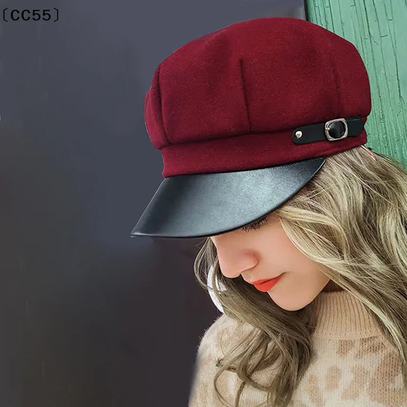Vintage Newsboy Beret Hat – Adjustable Octagonal Cap for Women Newsboy Beret Hat Qst