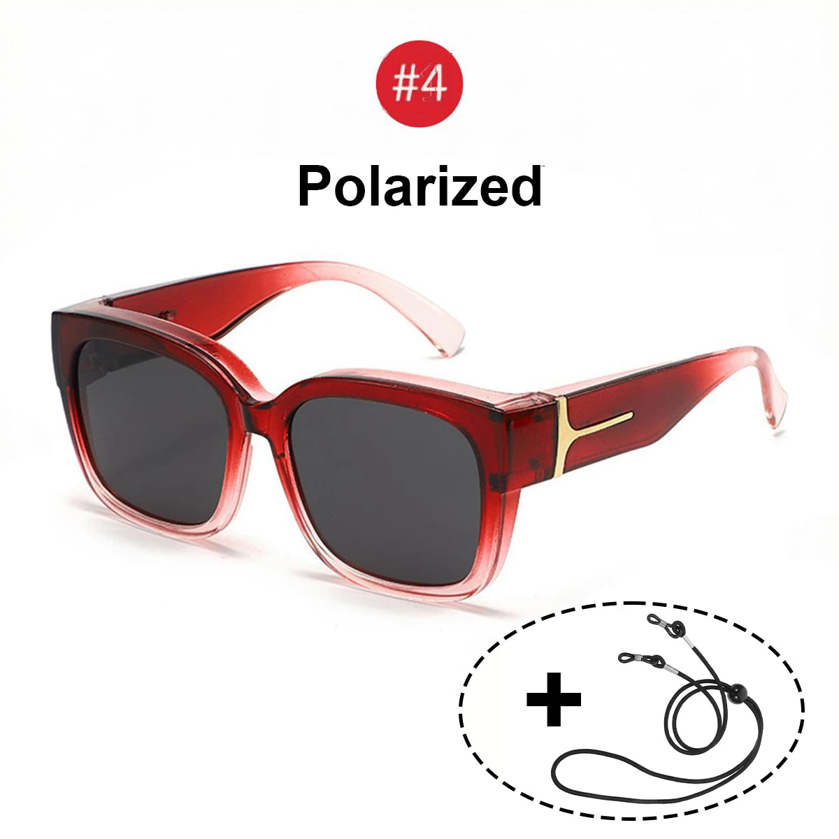 VOPHA Polarized UV400 Fit-Over Sunglasses – Square Unisex Fit-Over Sunglasses Qst Red Black