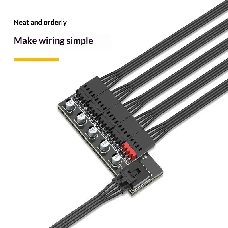 5-Way 4 Pin PWM Fan Hub Splitter Cable | Multi-Fan Setup PWM Fan Hub Splitter Qme