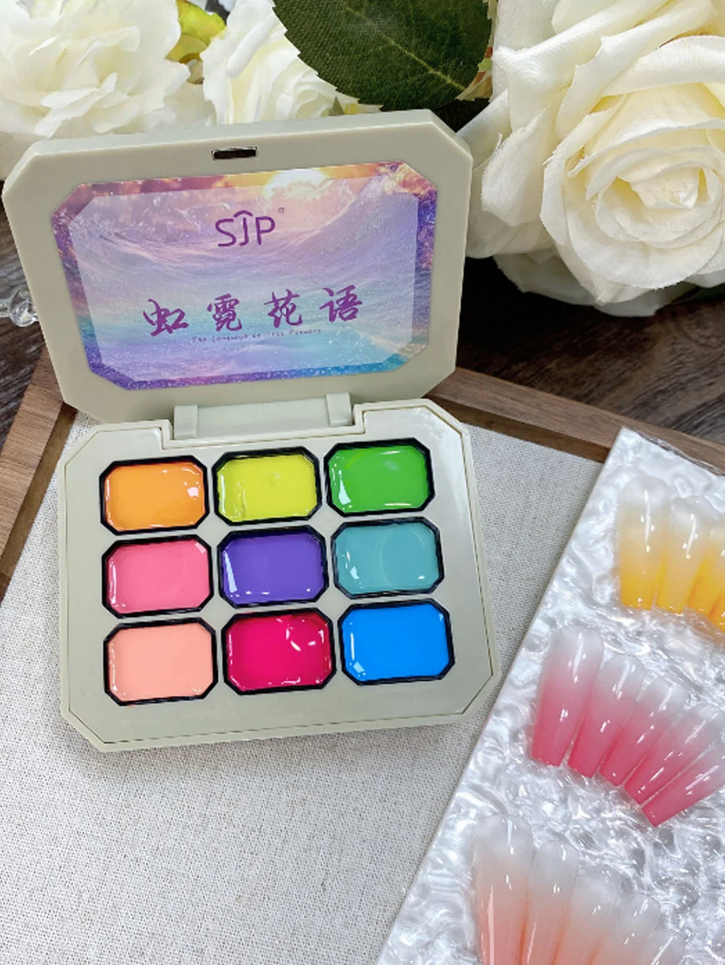 9-Color Rainbow Smudge Nail Polish Set | High Saturation Canned Nail Polish Set Qme