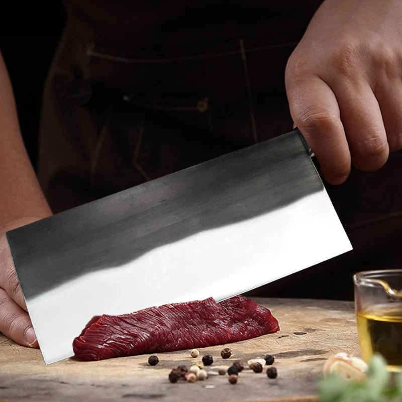 InLeung Chinese Cleaver – Handmade Stainless Steel Chef Knife Kitchen Cleaver Knife Qst