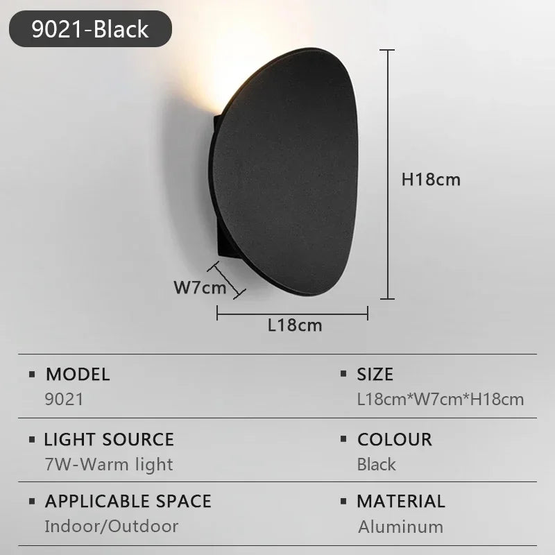 LED Wall Lamp IP65 Waterproof Indoor Outdoor Modern Minimalist LED Wall Sconce Qme black