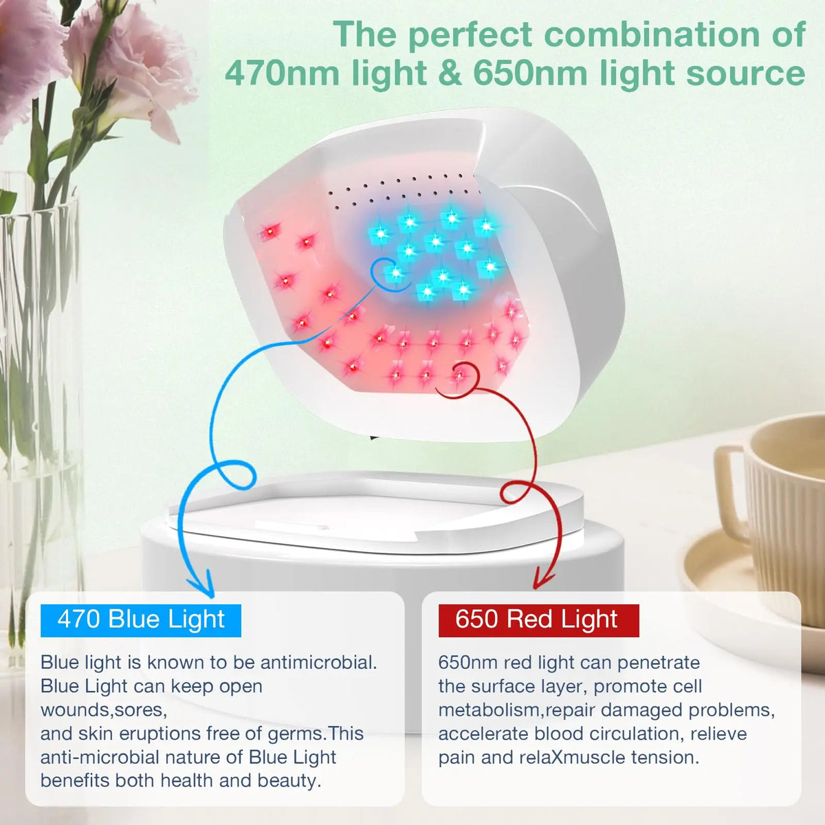 Wireless Blue & Red LED Nail Light Therapy Device | Jitesy S15 LED Nail Care Device Qst
