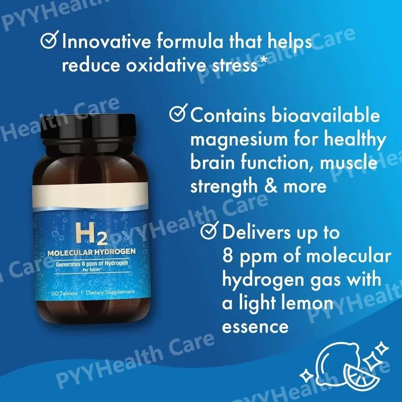H2 Molecular Hydrogen Tablets with Magnesium 90ct GMO Free Hydrogen Supplement Qst