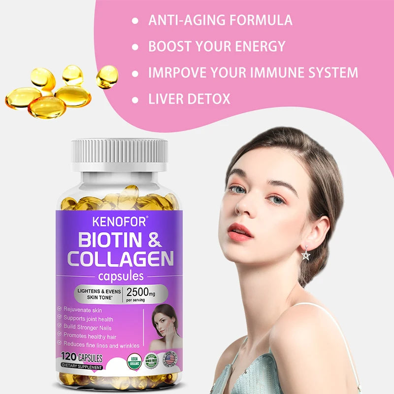 Kenofor Beauty Capsules – Collagen, Biotin, Vitamin C & Glutathione Beauty Supplement Capsules Qst
