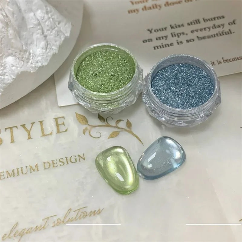 Mirror Effect Chrome Nail Powder – Rich Pigment Sparkling Finish Chrome Nail Powder Qme