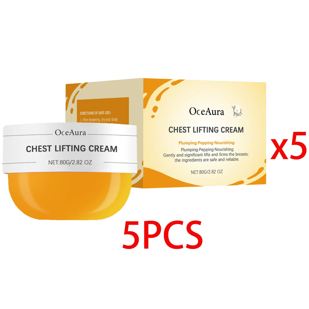OceAura Chest & Décolletage Firming Cream 80g | Hydrating Body Firming Cream Qst 5 PCS