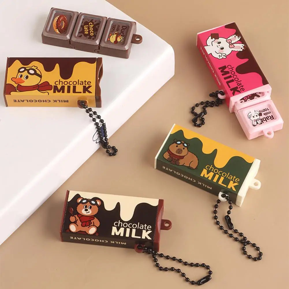 Fidget Chocolate Keychain – Fun Simulated Sensory Clicker Toy Fidget Keychain Toy Qme