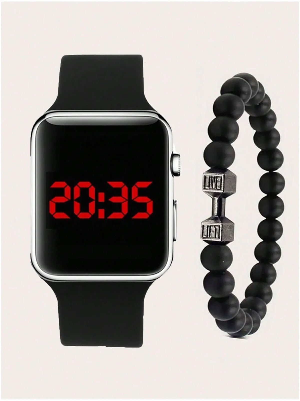 2-Pack Unisex Square LED Watch Set – Trendy Casual Style LED Digital Watch Qme