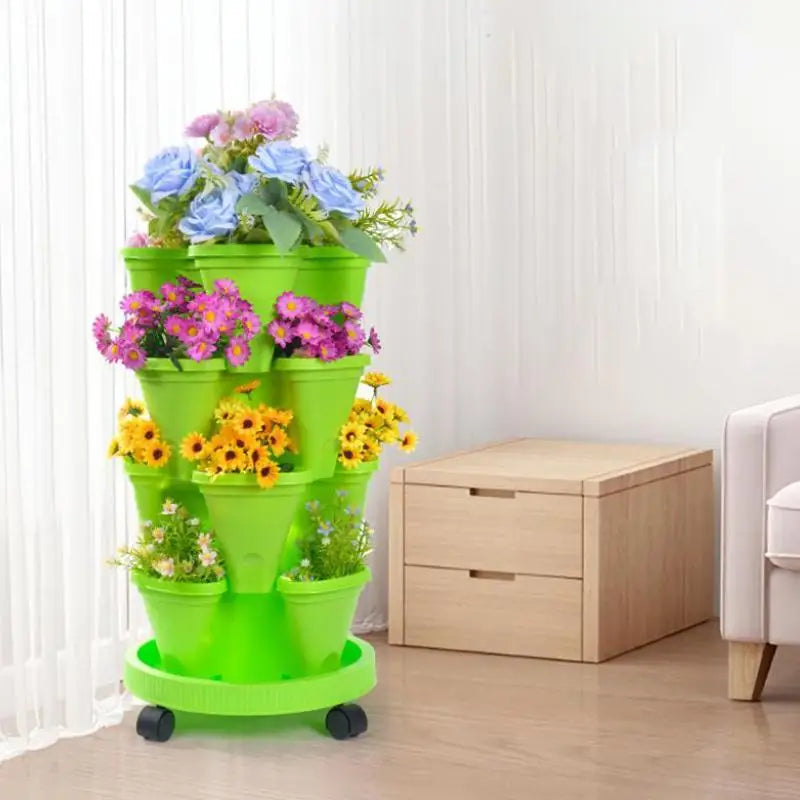 Vertical Stackable Strawberry Planter Tower with Wheels Vertical Planter Tower Qme