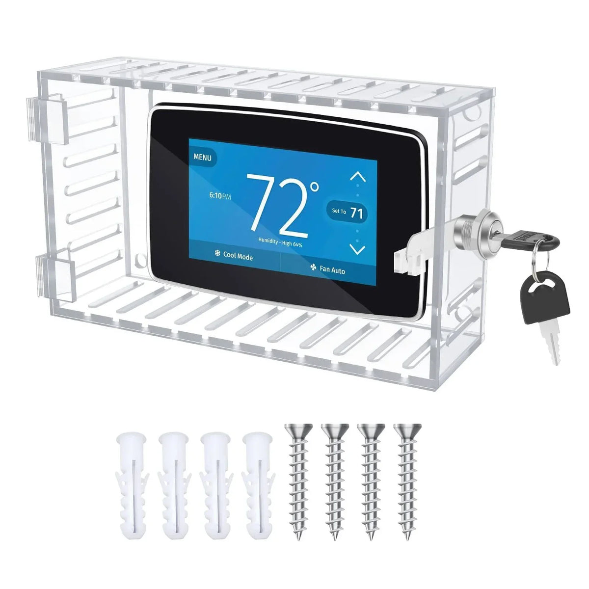 Universal Thermostat Lock Box – Clear Acrylic Cover & Key Guard Thermostat Lock Box Qme